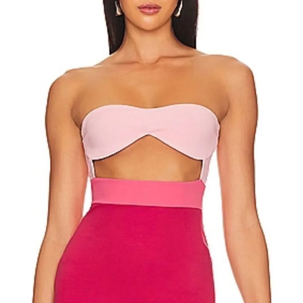 NWT Susana Monaco Colorblock Cutouts Tube Midi Dress Rosemary Large Revolve - Picture 3 of 13